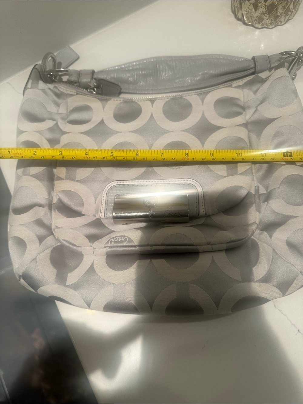 Coach Kristin Optic Light Grey Signature Hobo Bag with Removable Strap & 2 tags - Picture 14 of 15